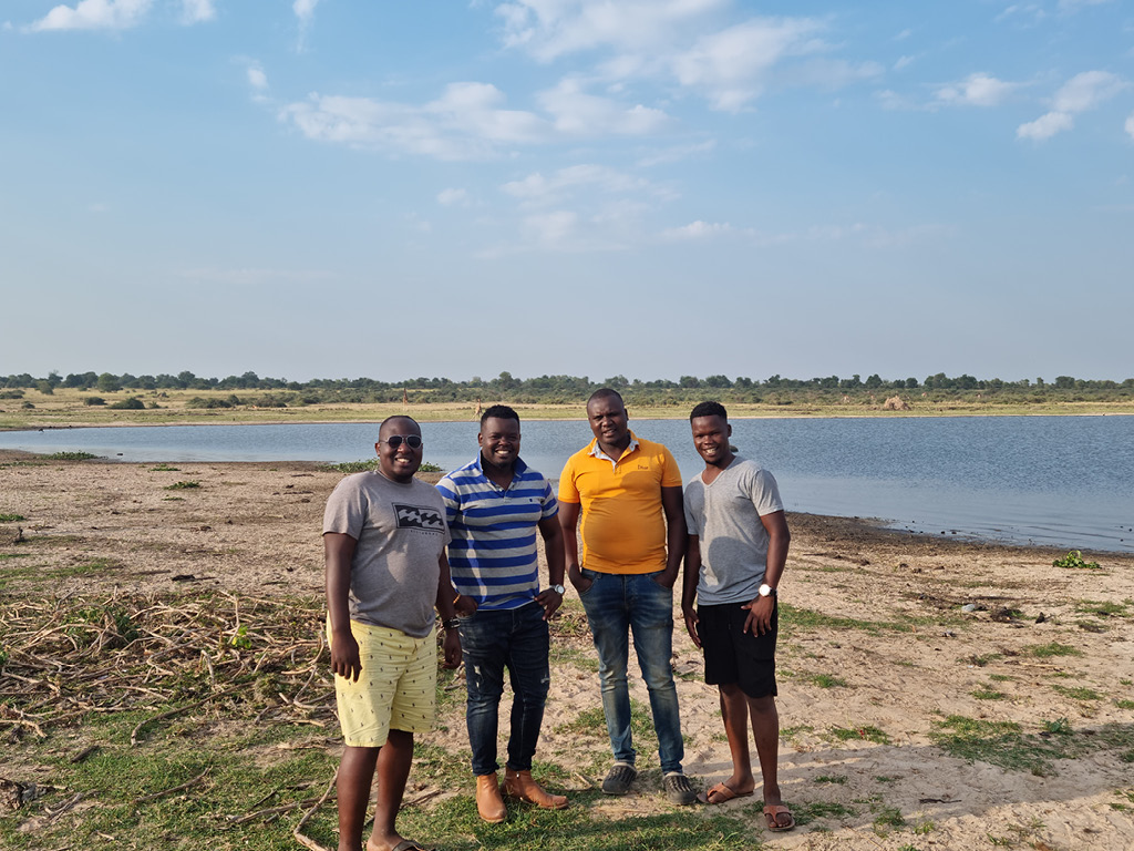 The team of Elgon Safaris Uganda at the Hippo Pool in Murchison Falls National Park Uganda for breakfast