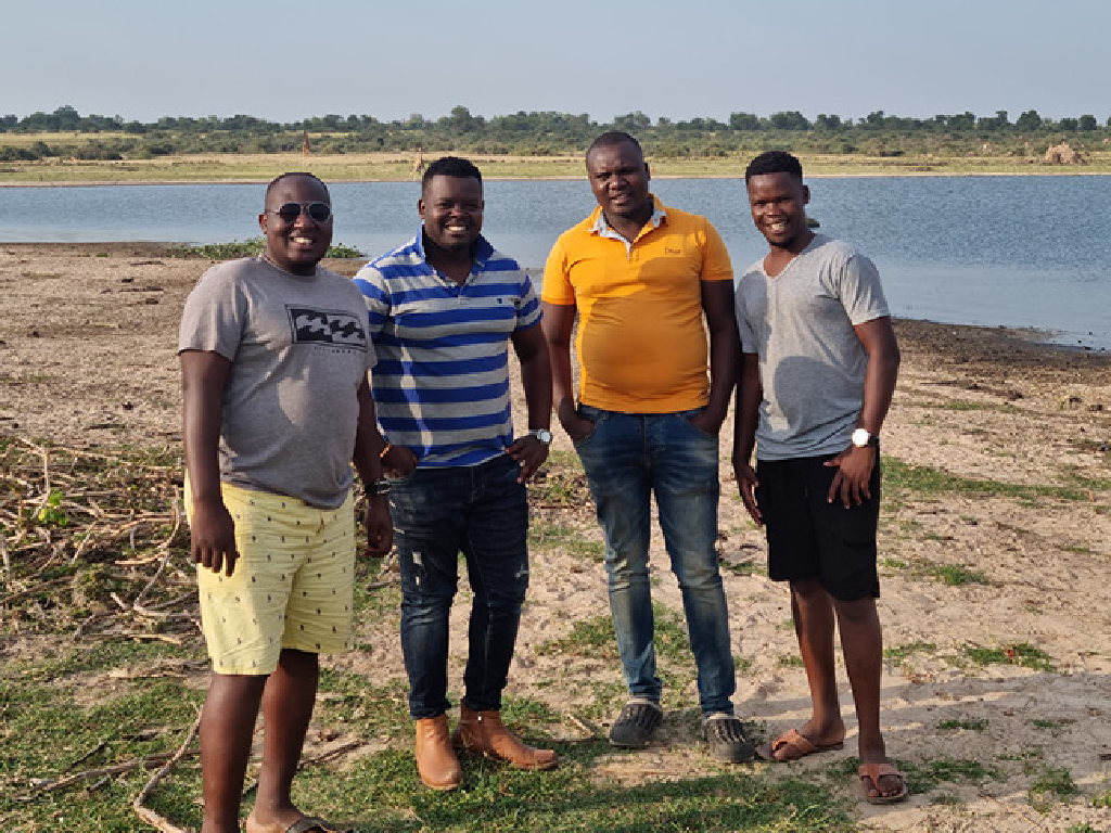 The team of Elgon Safaris Uganda at the Hippo Pool in Murchison Falls National Park Uganda for breakfast